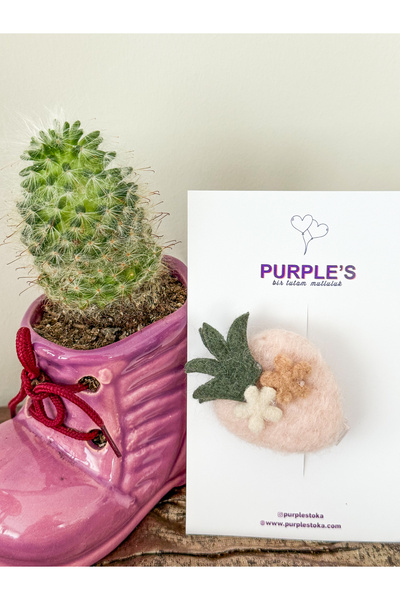 PURPLE'S BİR TUTAM MUTLULUK Wool Daisy Figured Strawberry Model Clamp Buckle ...