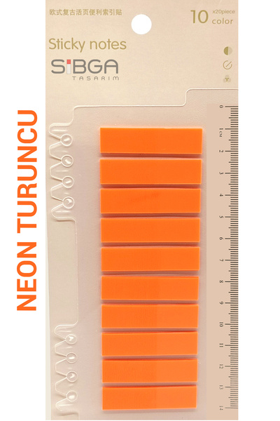 sibga tasarım Şeffaf Neon Fosfor Turuncu Postit Post-it Post It. Kitap Ayracı...
