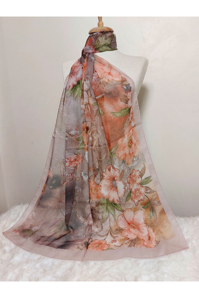 REMOMODA Floral Chiffon Shawl High Quality Fine Texture Soft Chiffon