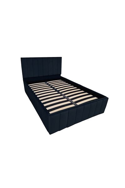 OEM Confort Plus Double UpholsteNegru Bed, 160/200 cm, Negru, with Folding Metal Frame and Storage