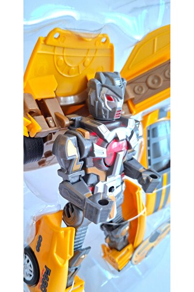 Vardem Transformers Bumblebee Tarzı 20cm Sesli ve Işıklı Dönüşüm Robot Arabaya Dönüşen Robot Oyuncak