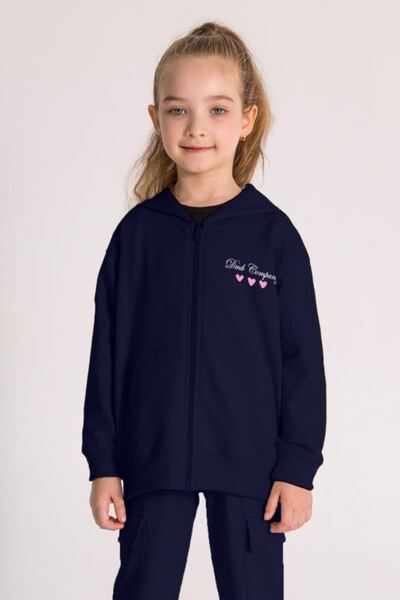 HAUSEkids 3-8 Years Happy Colors Girl's Cardigan-Navy Blue