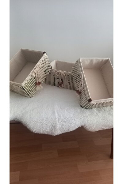 Nil Tasarım ve Hediyelik Dekoratif Çok Amaçlı Dolap içi Üçlü Organizer sepet