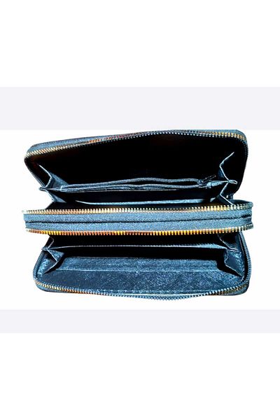 duoguo Black women's fashion wallet - double space for organization