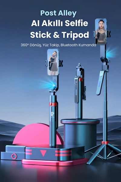 post alley Akıllı AI Yüz Takipli 360° Selfie Stick & Tripod