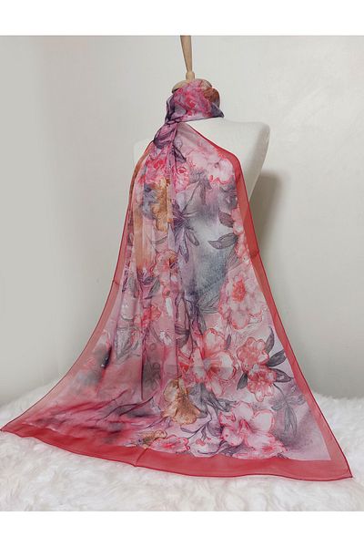 REMOMODA Floral Chiffon Shawl High Quality Fine Texture Soft Chiffon