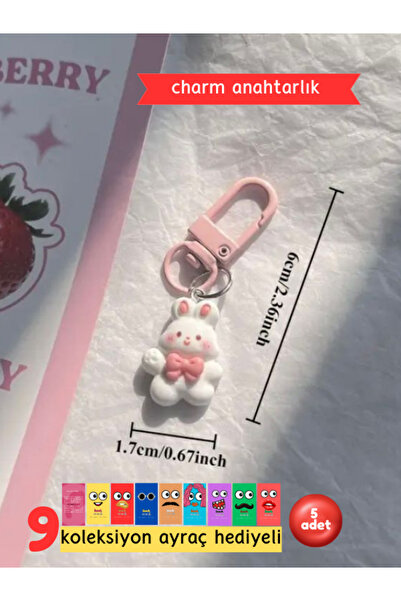 Pembe Pasaj Charm Anahtarlık - Figürlü Anahtarlık - Çanta Süsü - 10 Adet