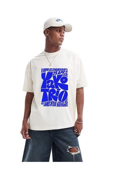 ELNOYA Unisex White Cotton Oversize "Yako Triyo" Printed Crew Neck Comfortable T-Shirt