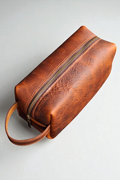 MAT Deri Taba Men's Portfolio Handbag Genuine Leather Daily Travel Shaving Bag