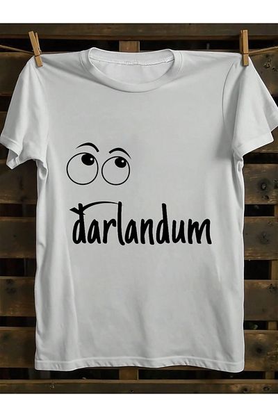 ELNOYA Unisex White Oversize "Darlandum" Printed Crew Neck Comfortable T-Shirt