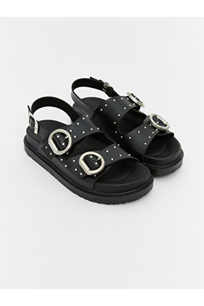 LC Waikiki Negru aspect de piele Fată sandale