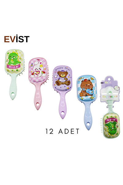 EVİST فرشاة شعر للأطفال = بلاستيك ومشط (1 أو 2 قطعة (مستطيلة) (مع أشكال حيوان...