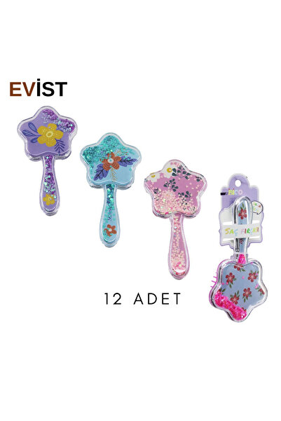 EVİST - 12 قطعة (موديل نجمة وقبضة شفافة) مشط شعر من السيليكون مع صورة زهرة ون...