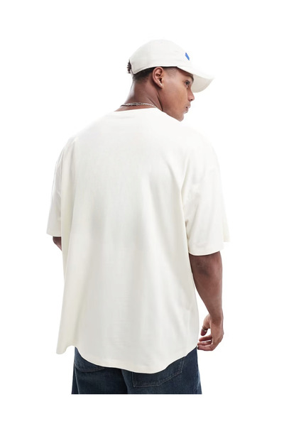 ELNOYA Unisex White 100% Cotton Oversize Printed Collar Casual T-Shirt