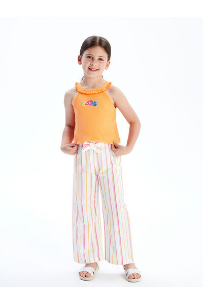 LC Waikiki Striped Linen Blend Girls' Pants from Uzg Store for Style Enthusiasts