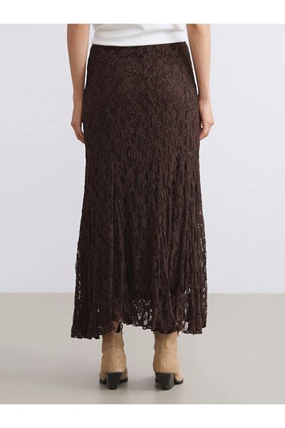 LC Waikiki Brown Crochet Skirt with Elastic Waist