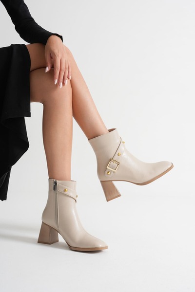 Zerenyus Limanu Premium Women's Beige Heeled Boots