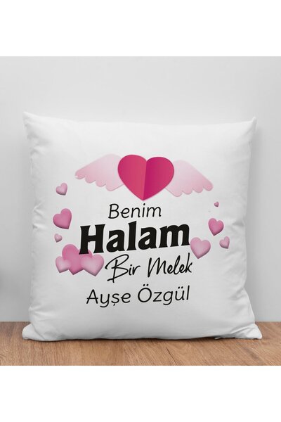 Bk Gift Kişiye Özel Benim Halam Bir Melek Tasarımlı Beyaz Kırlent Yastık, Ev ...