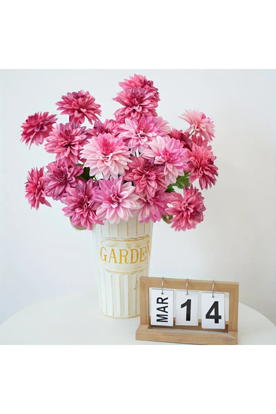 Yapay Çiçek Deposu Yapay 3lü Gardenya Dalı 70 cm Koyu Pembe