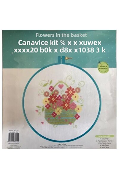 TUVA Kit de flori brodate în cruce de 24 cm - Coș