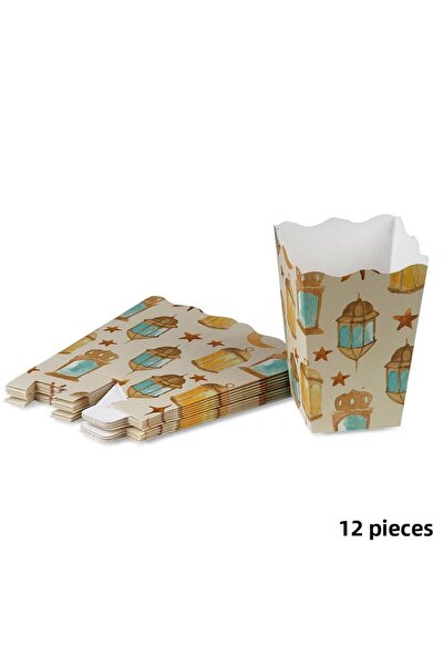 roco paper 12 قطعة من الفشار والحلوى والفشار والحلوى ذات اللون الكريمي المقدس