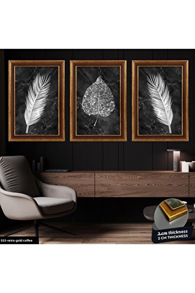 Evinemoda Flower Leaf 3 Piece Framed Painting Cvplk