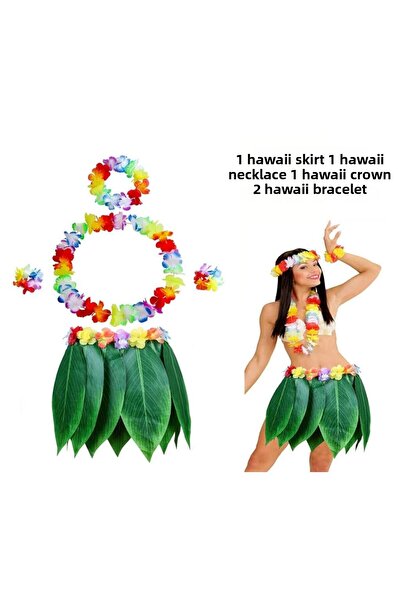 NW NessiWorld مجموعة أزياء هاواي للبالغين من Nessiworld - تنورة أوراق الشجر و...