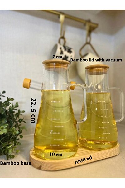 Grossberg Coffee Bamboo Lid & Bottom Vacuum Oil & Vinegar 1000 ml