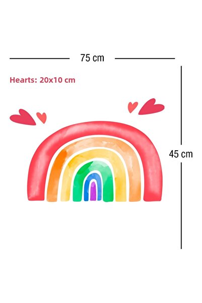 Sticker Sepetim Watercolor Colorful Rainbow Kids Room Wall Sticker Wall Decoration