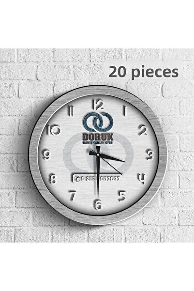 Bk Gift Logo Promotional Wooden Wall Clock Customized for Companies (20 Pieces)