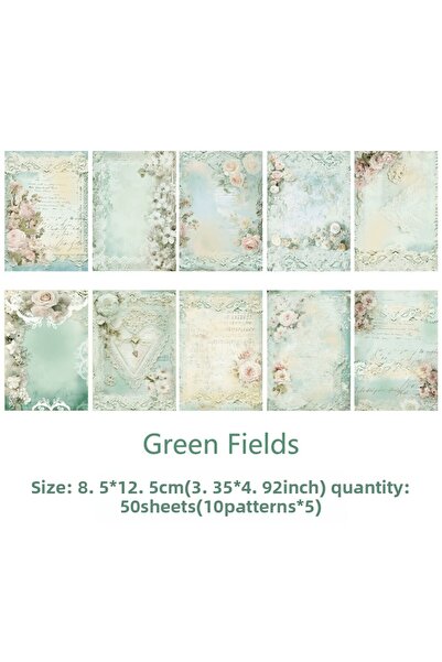 Choice Green Fields 50 Sheets Vintage Flower Non-sticky Scrapbook Paper DIY A...