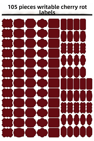 Smartad Claret Red 105 Pieces Writable Sticker, Jar Sticker, Different Shapes...