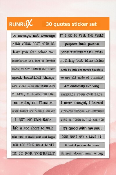 Runrux اقتباسات ملهمة - ملصق اقتباسات / جدول أعمال، دفتر ملاحظات، كمبيوتر محم...