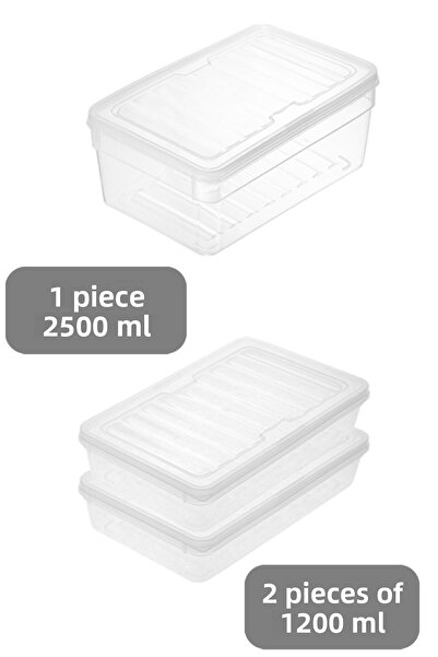 Meleni Home Set of 3 Deep Food Storage Containers - Microwave Compatible Organizer with Transparent Lid