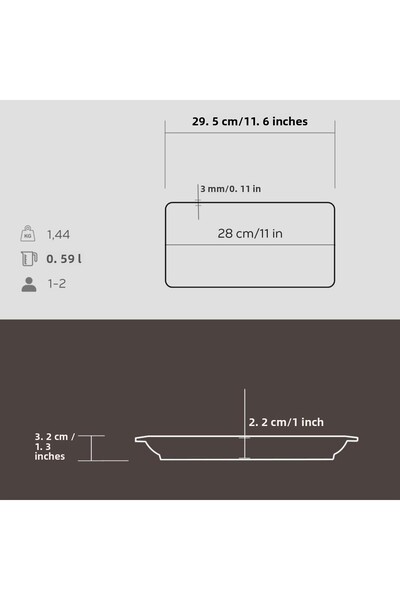 Lava Cast Rectangular Serving Plate 30X15 cm