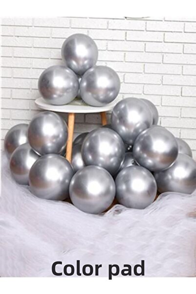 renk party Chrome Silver Balloon 12 Inch 10 Pieces - Chrome Balloon
