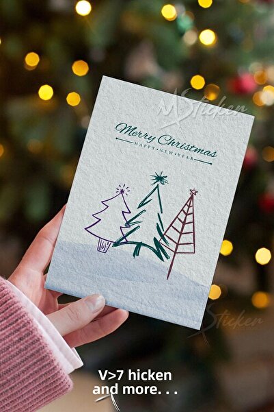 MSticker Card cadou de Anul Nou 16 bucăți poate fi scris la spate Felicitare de Anul Nou Hârtie texturată personalizată