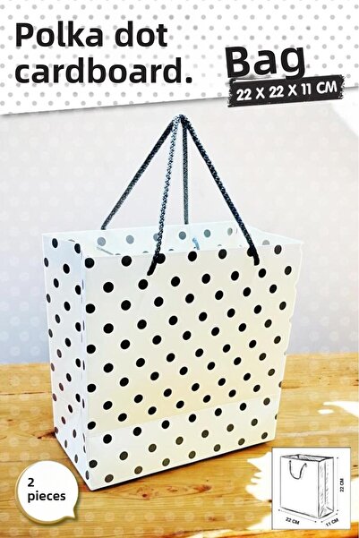 t tuğset etiket حقيبة من الورق المقوى الأبيض أسود منقطة نمط هدية أكياس تغليف ...