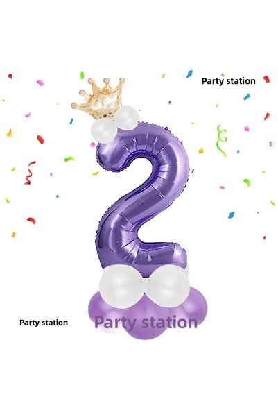 Parti Station Purple Number Balloon 2 Year Old Birthday Set Purple Color Lila...