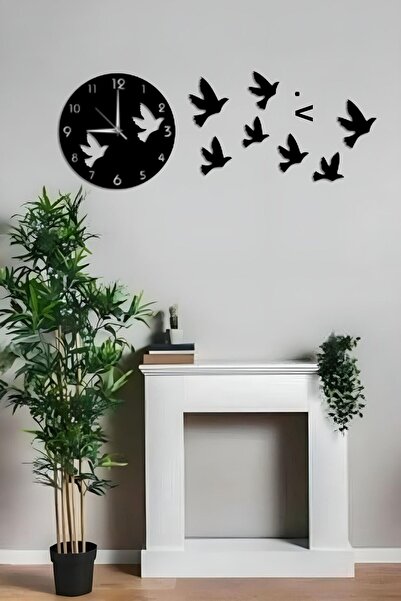 Ensa Design Ceas de perete decorativ din lemn cu design de pasăre 38x38