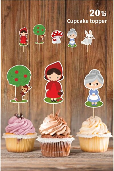 neşeli günlerim Girl Concept Red Cupcake - Cu Ornament Toothpick, **Hârtie gr...