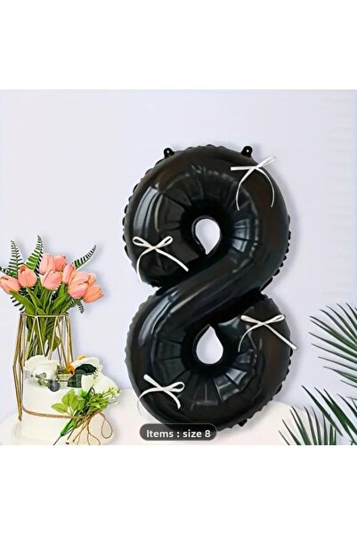 LOTUS PARTY Black Number Foil Balloon with Ribbon Black Number Balloon with W...
