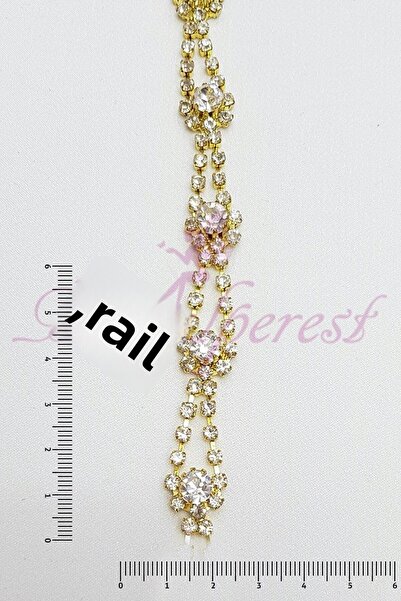 Bontex Bandă decorativă cu piatră de cristal de culoare aurie – Bandă decorativă