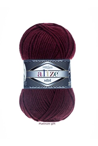 Alize سوبرلانا ميدي 57 كلاريت أحمر خيط للحياكة اليدوية 5 قطع