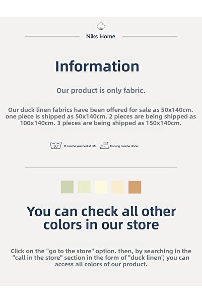 Niks Home قماش البط |   قماش لكمة الكتان |   وسادة رمي - مفرش طاولة - عداء |   إكرو (50×140 سم)