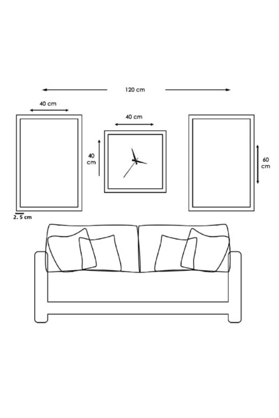 Zevahir Mobilya Dekorasyon Σετ τριπλό τραπέζι και ρολόι MDF με ασημί καθρέφτη με πλαίσιο από πλεξιγκλάς Hz Muhammad and Allah Word Religious Mirror