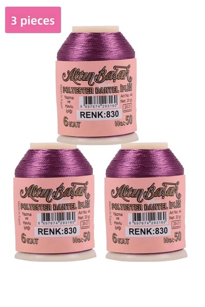 Eng 3 Pieces of Gold Spike Needle and Lace Thread 20 Gr - Royaleks - No: 830