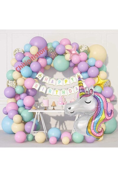 DÜVENCİ TİCARET Set de petrecere pentru fete cu model unicorn - ornament