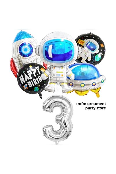 MFM Set de baloane din folie spațială argintie cu numărul 3 pentru petrecere