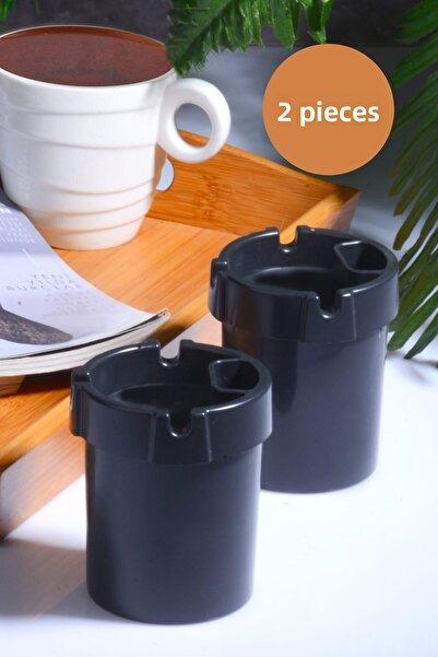 Tanemce 2 buc scrumiere din plastic negru - scrumieră automată fără miros și ...